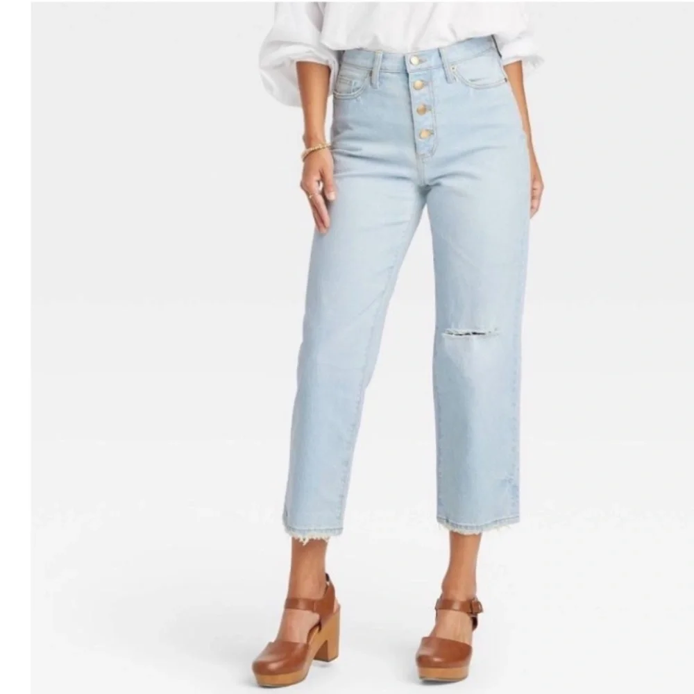 TARGET | Universal Thread Vintage Straight Jeans Cropped Distressed Size 10 NWOT - Picture 1 of 7